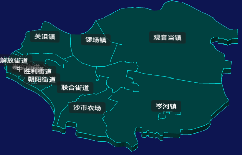 threejs荆州市沙市区geoJson地图3d地图CSS3D标签