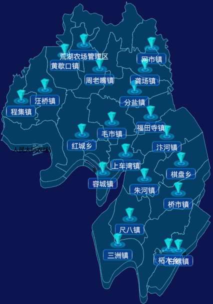 echarts荆州市监利市geoJson地图自定义label样式