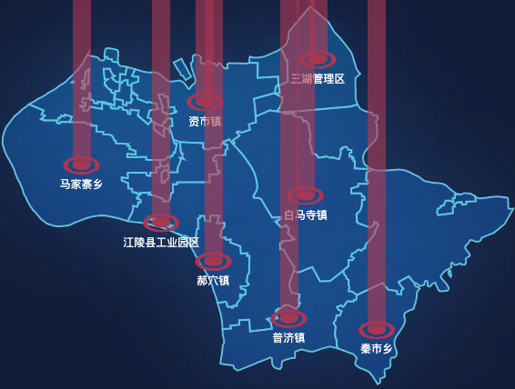 echarts荆州市江陵县geoJson地图添加柱状图
