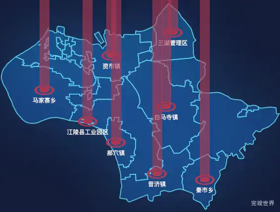 echarts荆州市江陵县geoJson地图添加柱状图