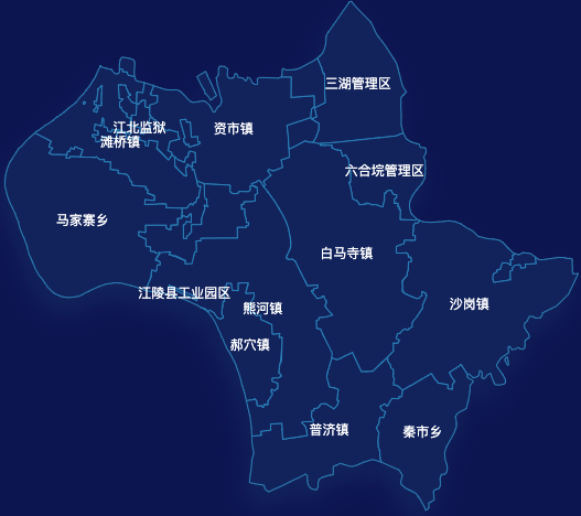 echarts荆州市江陵县geoJson地图地图下钻展示