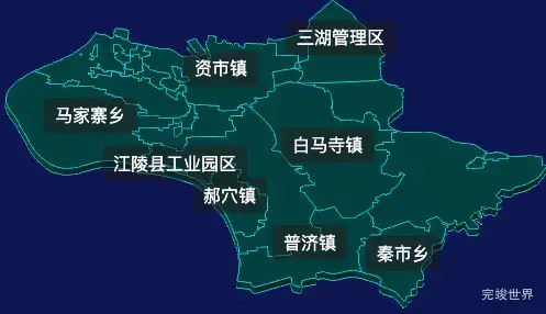 threejs荆州市江陵县geoJson地图3d地图css2d标签