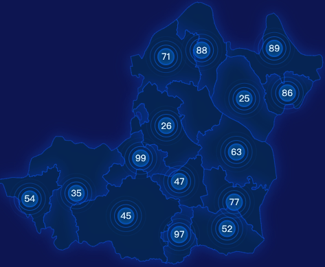 echarts荆州市松滋市geoJson地图圆形波纹状气泡图