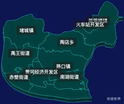 threejs黄冈市黄州区geoJson地图3d地图css2d标签