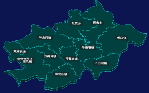 threejs黄冈市团风县geoJson地图3d地图CSS3D标签