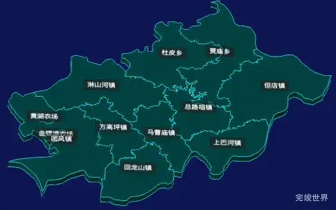 threejs黄冈市团风县geoJson地图3d地图CSS3D标签