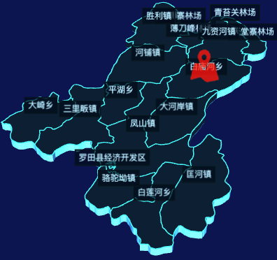 echarts黄冈市罗田县geoJson地图3d地图自定义图标