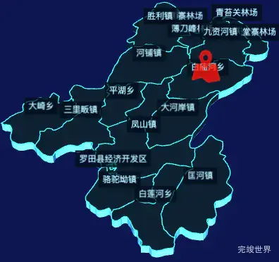 echarts黄冈市罗田县geoJson地图3d地图自定义图标