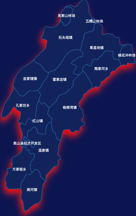 echarts黄冈市英山县geoJson地图阴影