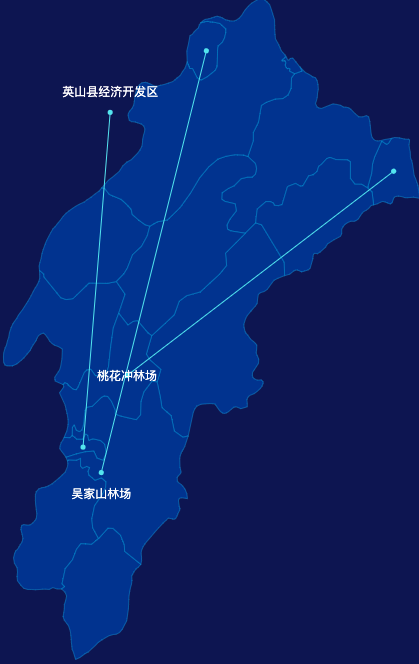 echarts黄冈市英山县geoJson地图自定义引导线