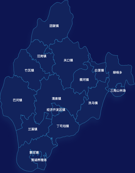 echarts黄冈市浠水县geoJson地图地图下钻展示