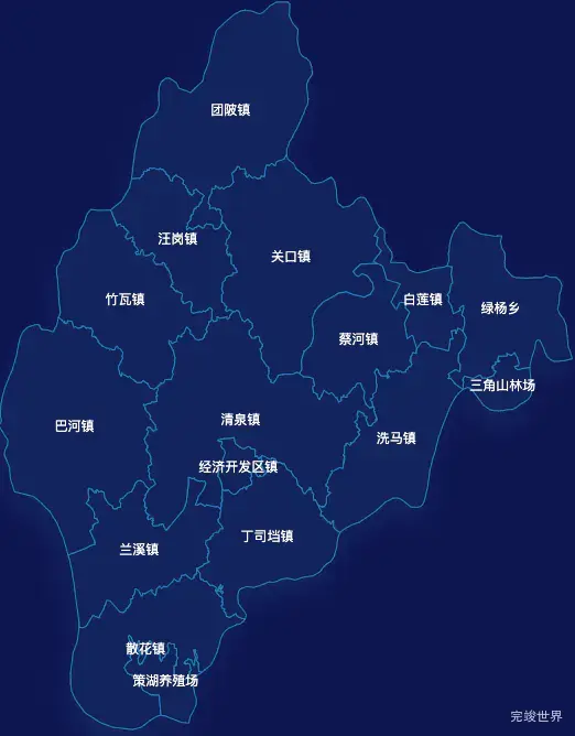 echarts黄冈市浠水县geoJson地图地图下钻展示