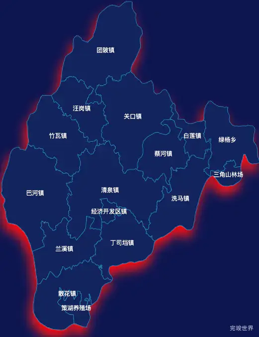 echarts黄冈市浠水县geoJson地图阴影