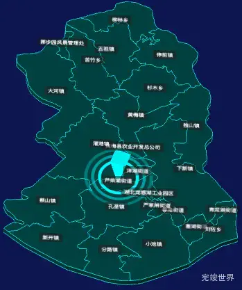 threejs黄冈市黄梅县geoJson地图3d地图添加旋转棱锥