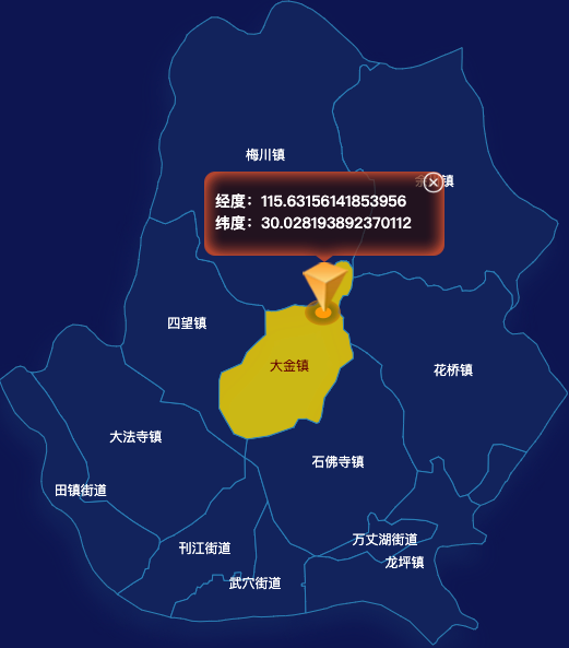 echarts黄冈市武穴市geoJson地图点击地图获取经纬度