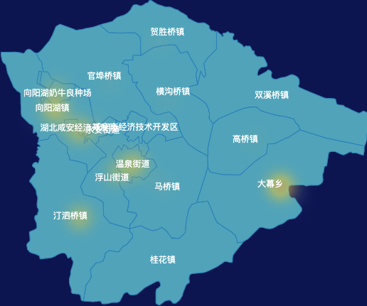 echarts咸宁市咸安区geoJson地图热力图