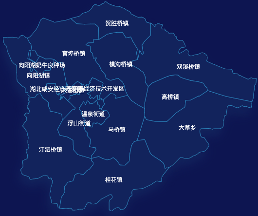 echarts咸宁市咸安区geoJson地图地图下钻展示