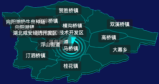 threejs咸宁市咸安区geoJson地图3d地图添加旋转棱锥
