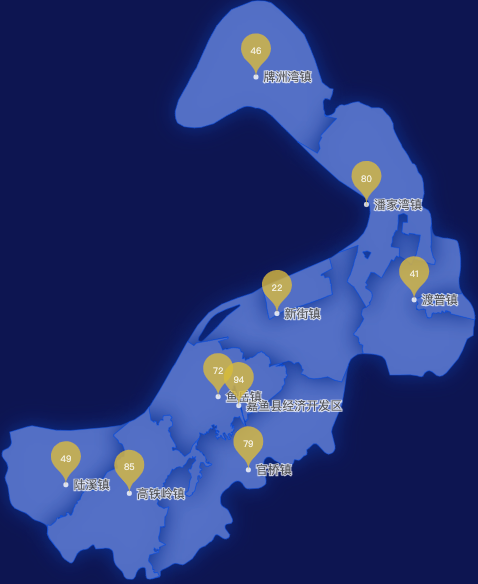 echarts咸宁市嘉鱼县geoJson地图水滴状气泡图