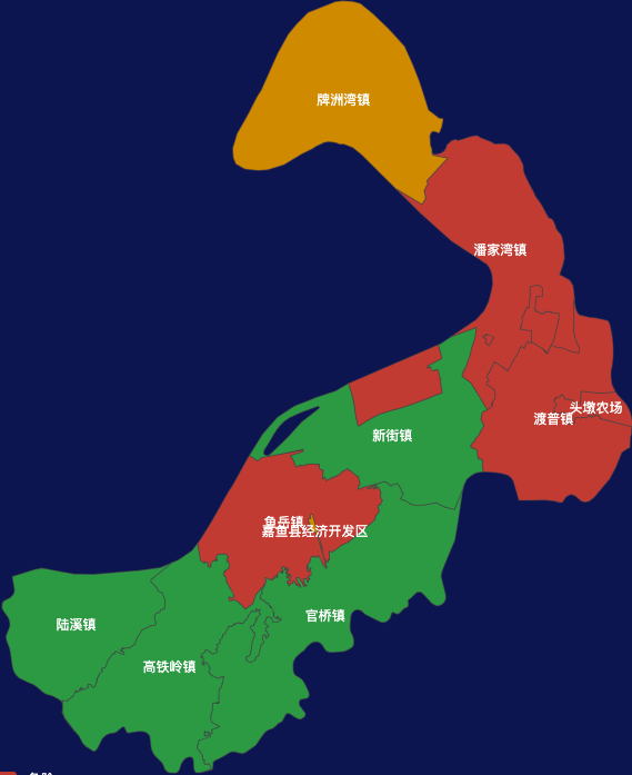 echarts咸宁市嘉鱼县geoJson地图实例