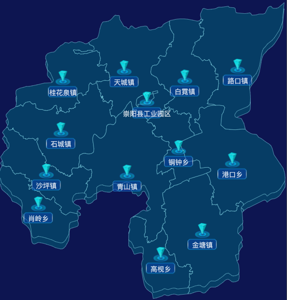 echarts咸宁市崇阳县geoJson地图点击跳转到指定页面