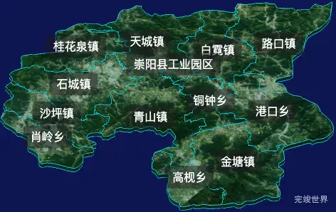 threejs咸宁市崇阳县geoJson地图3d地图自定义贴图加CSS2D标签