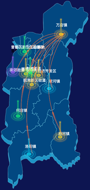 echarts随州市曾都区geoJson地图飞线图