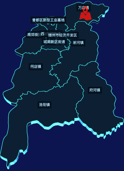 echarts随州市曾都区geoJson地图3d地图自定义图标