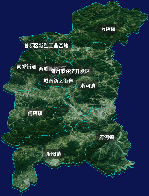 threejs随州市曾都区geoJson地图3d地图自定义贴图加CSS2D标签