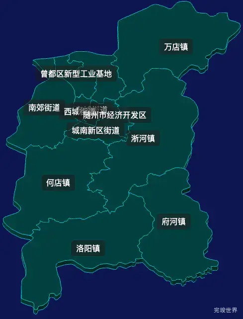 threejs随州市曾都区geoJson地图3d地图css2d标签