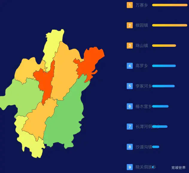 echarts恩施土家族苗族自治州宣恩县geoJson地图地图排行榜效果