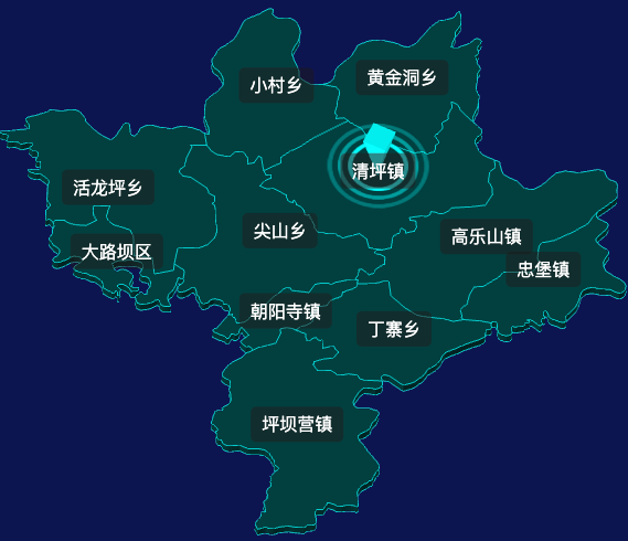threejs恩施土家族苗族自治州咸丰县geoJson地图3d地图CSS2D外加旋转棱锥