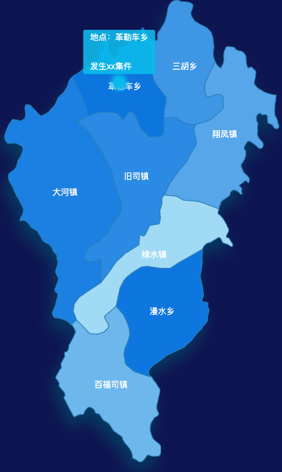 echarts恩施土家族苗族自治州来凤县geoJson地图 tooltip轮播