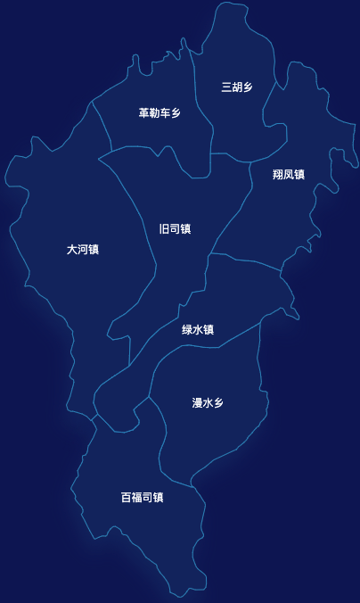 echarts恩施土家族苗族自治州来凤县geoJson地图地图下钻展示