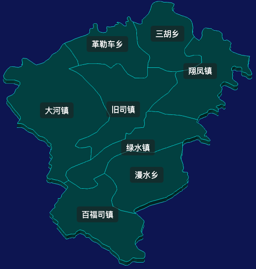 threejs恩施土家族苗族自治州来凤县geoJson地图3d地图css2d标签