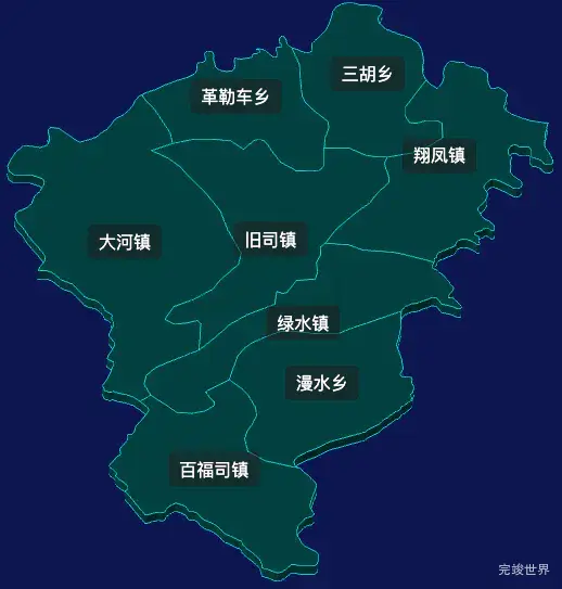 threejs恩施土家族苗族自治州来凤县geoJson地图3d地图css2d标签