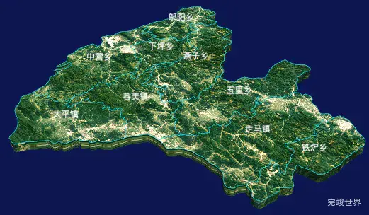 echarts恩施土家族苗族自治州鹤峰县geoJson地图3d地图自定义贴图-绿色地面