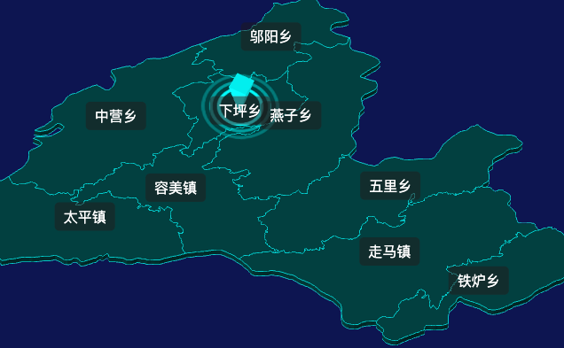 threejs恩施土家族苗族自治州鹤峰县geoJson地图3d地图CSS2D外加旋转棱锥