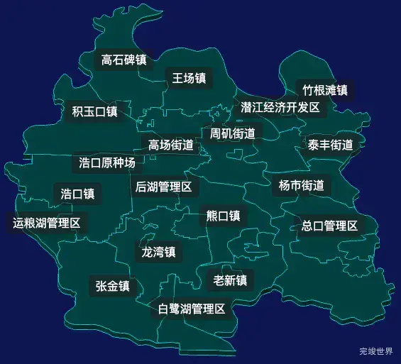 threejs潜江市geoJson地图3d地图css2d标签