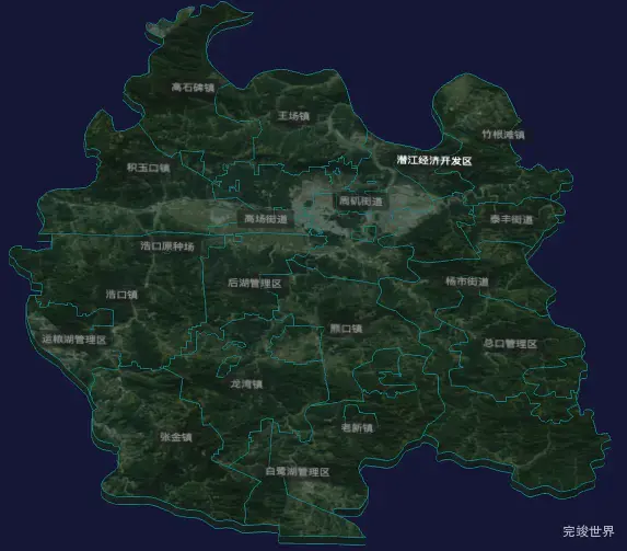 threejs潜江市geoJson地图3d地图自定义贴图加CSS3D标签