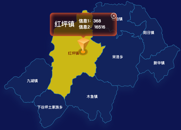 echarts神农架林区geoJson地图点击弹出自定义弹窗