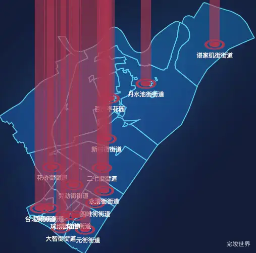 echarts武汉市江岸区geoJson地图添加柱状图