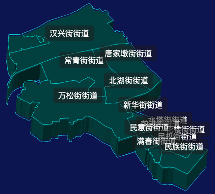 threejs武汉市江汉区geoJson地图3d地图css2d标签