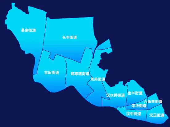 echarts武汉市硚口区geoJson地图局部颜色渐变