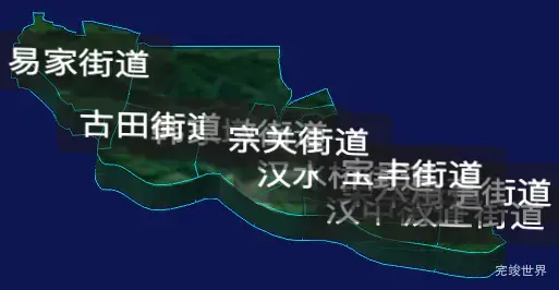 threejs武汉市硚口区geoJson地图3d地图自定义贴图加CSS3D标签