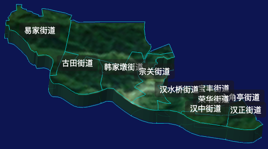 threejs武汉市硚口区geoJson地图3d地图自定义贴图加CSS2D标签