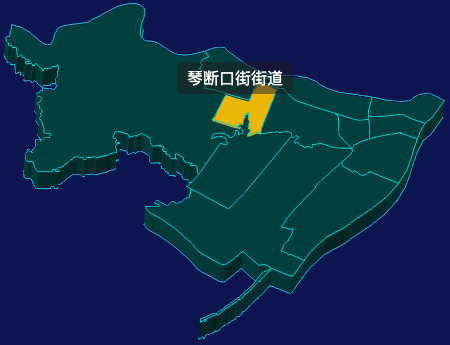 threejs武汉市汉阳区geoJson地图3d地图鼠标移入显示标签并高亮