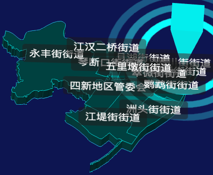 threejs武汉市汉阳区geoJson地图3d地图添加旋转棱锥