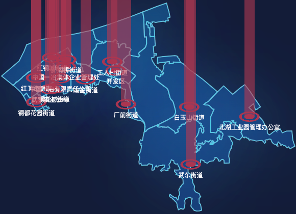 echarts武汉市青山区geoJson地图添加柱状图