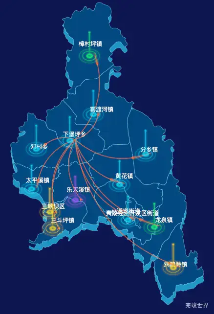 echarts宜昌市夷陵区geoJson地图迁徙图